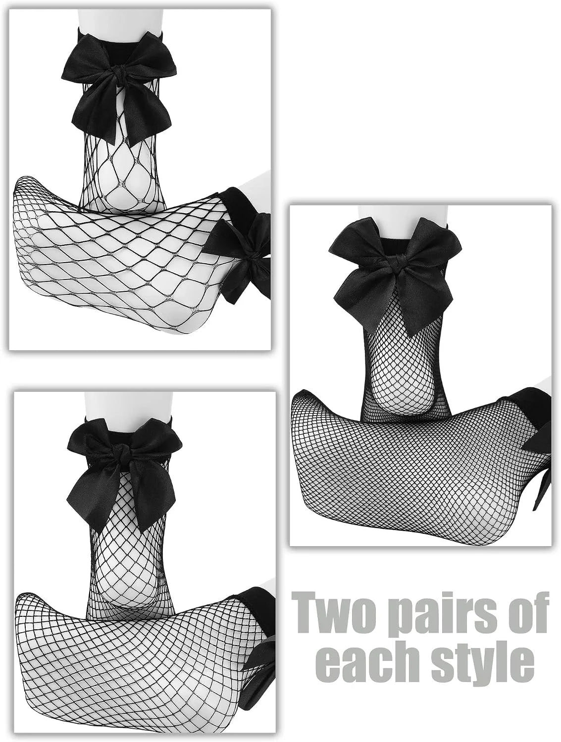 Geyoga Black Fishnet Socks for women sexy lace socks with Bows