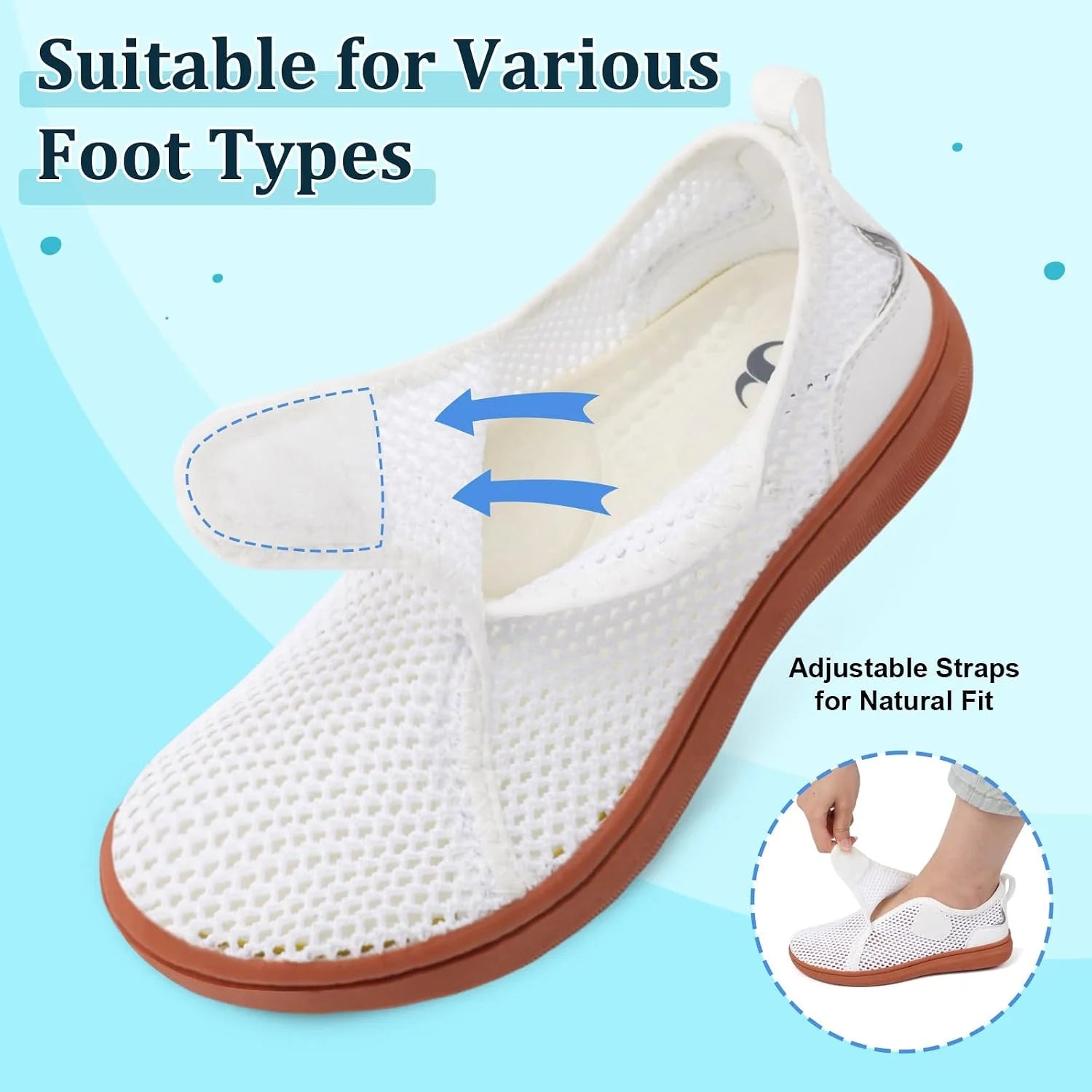 Scurtain Womens Beach Water Shoes Wide Walking Shoes Barefoot Flat Sandals