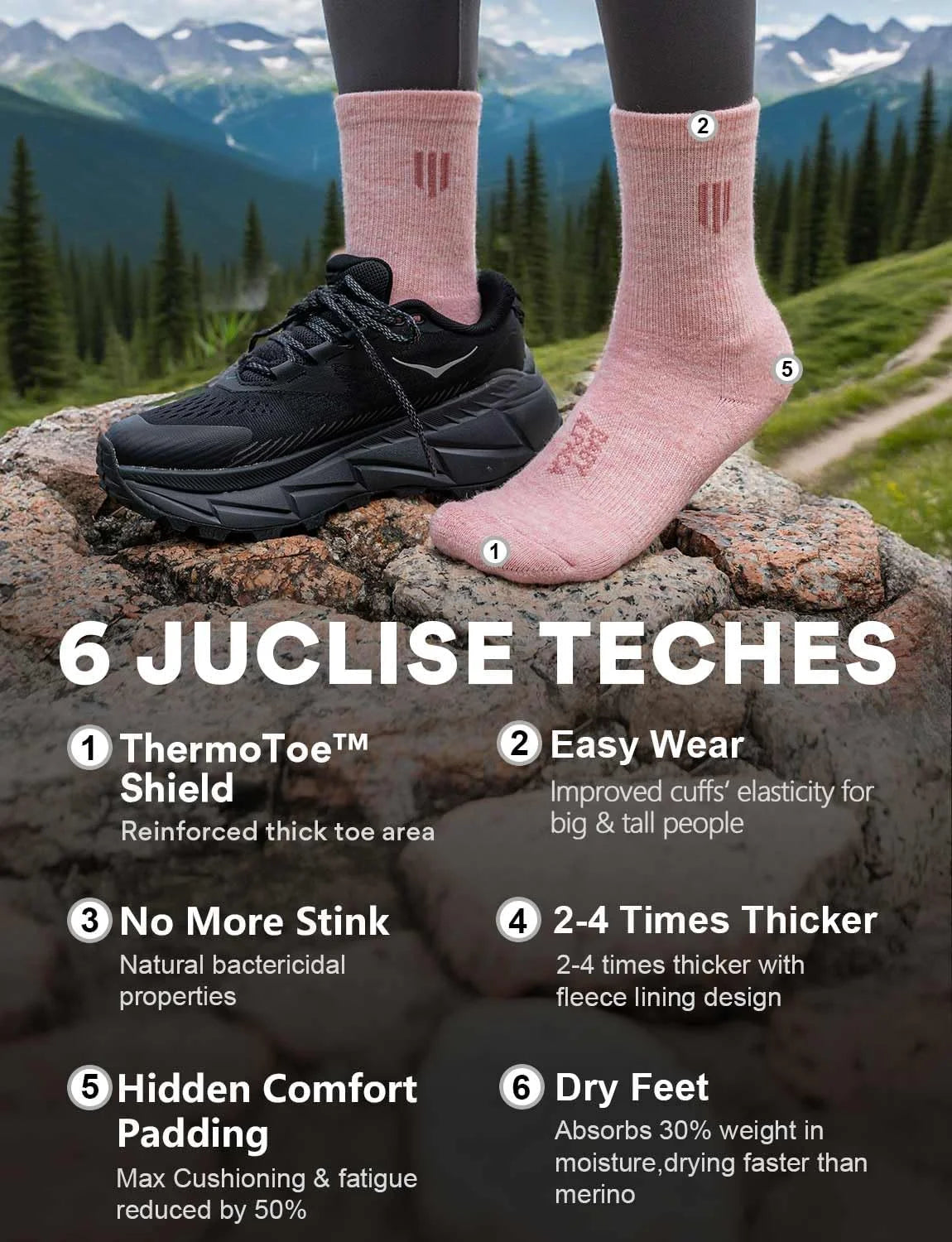Juclise Baby Alpaca Wool Lightweight Micro Crew Socks for Men & Women