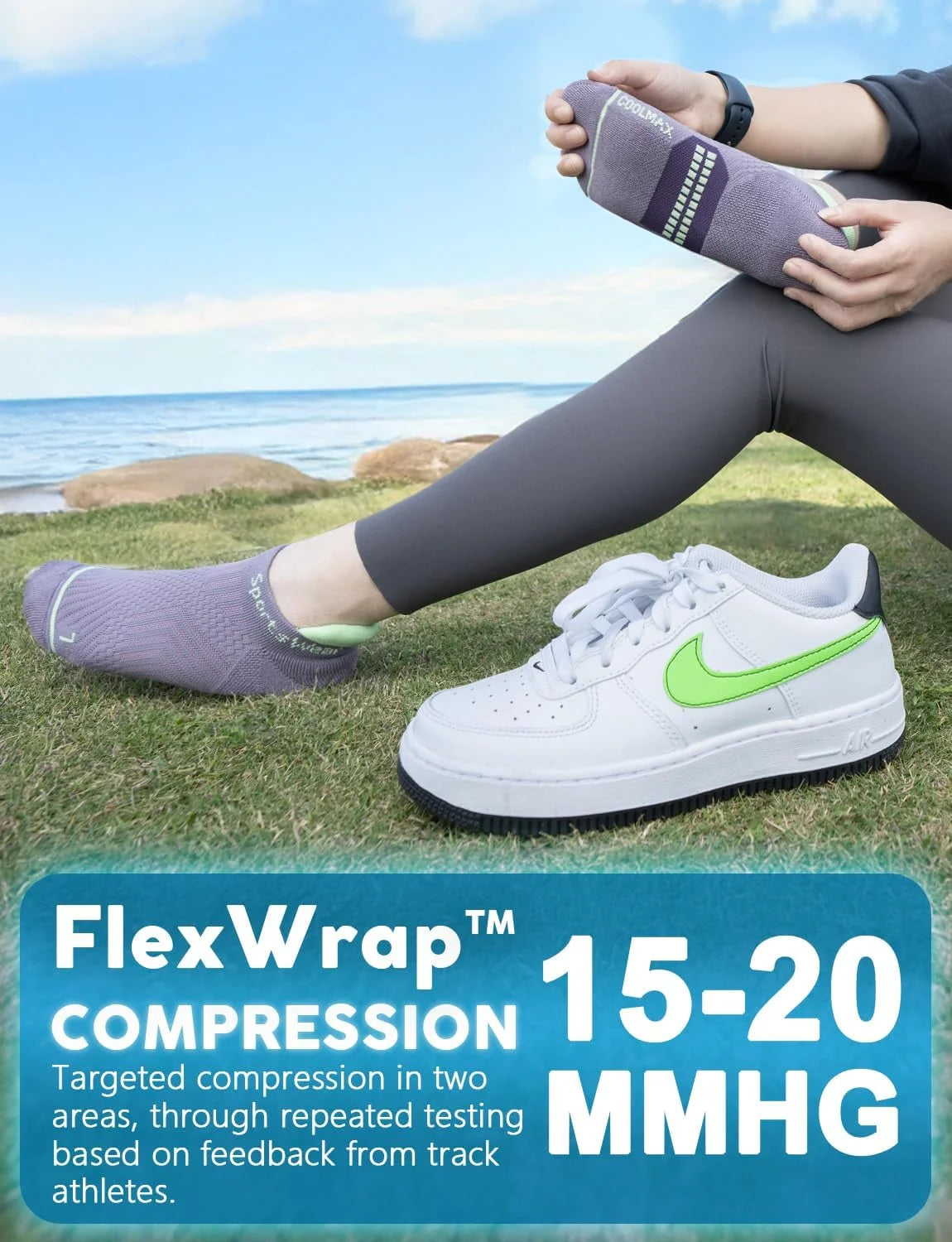 Juclise Women's No Show Compression Athletic Running Socks, 3 Pairs