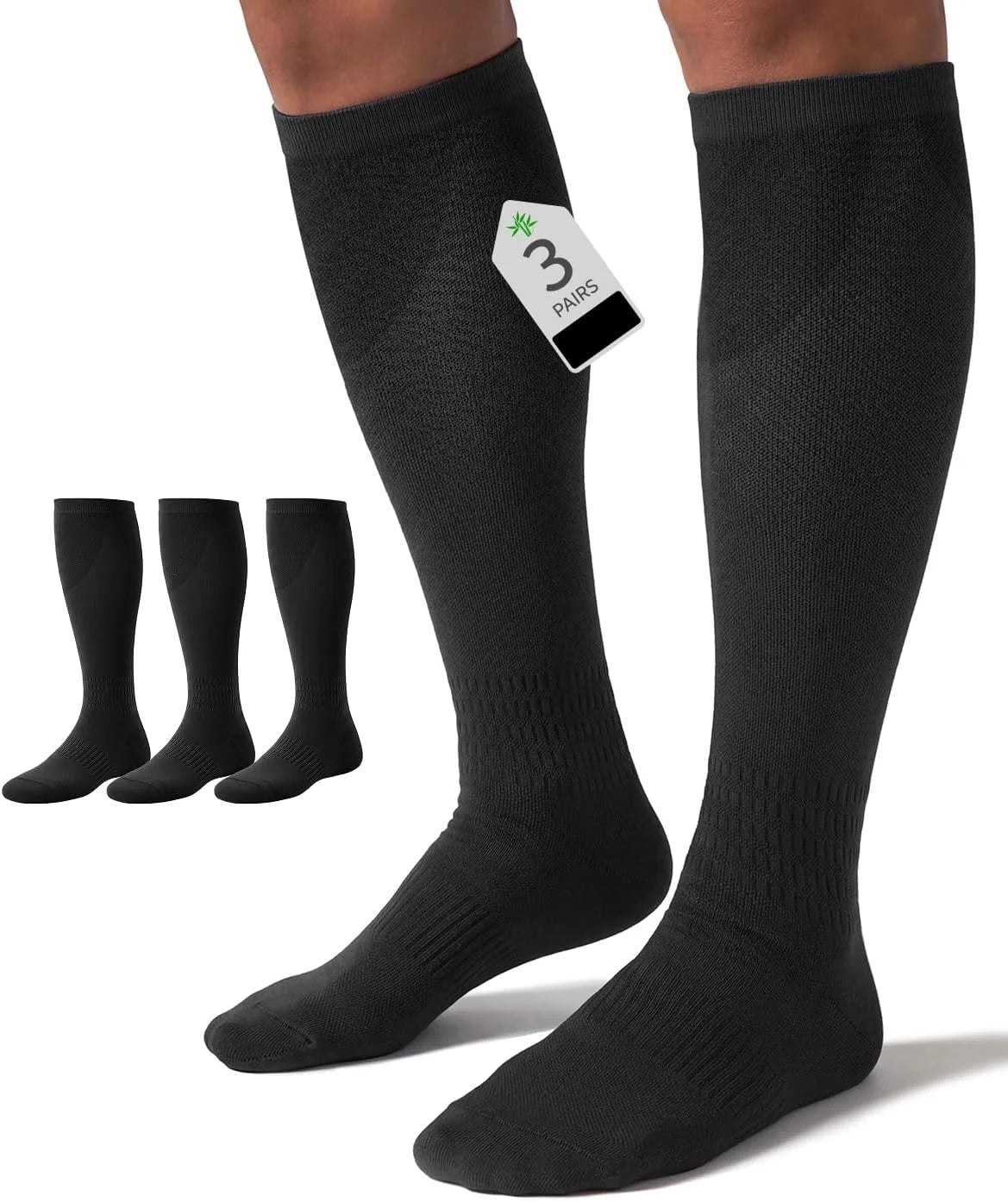 FAIRWIN Bamboo Viscose Compression Socks for Men Women, 15-20 mmHg Knee High Soft Support for Nurse Running Travel Work