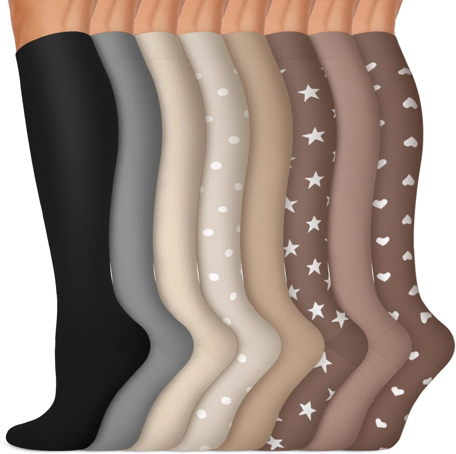 Copper Compression Socks 15-20 mmHg for Men & Women 8 Pairs – Circulation Support for Nurses, Travel, Running, Hiking, Soccer