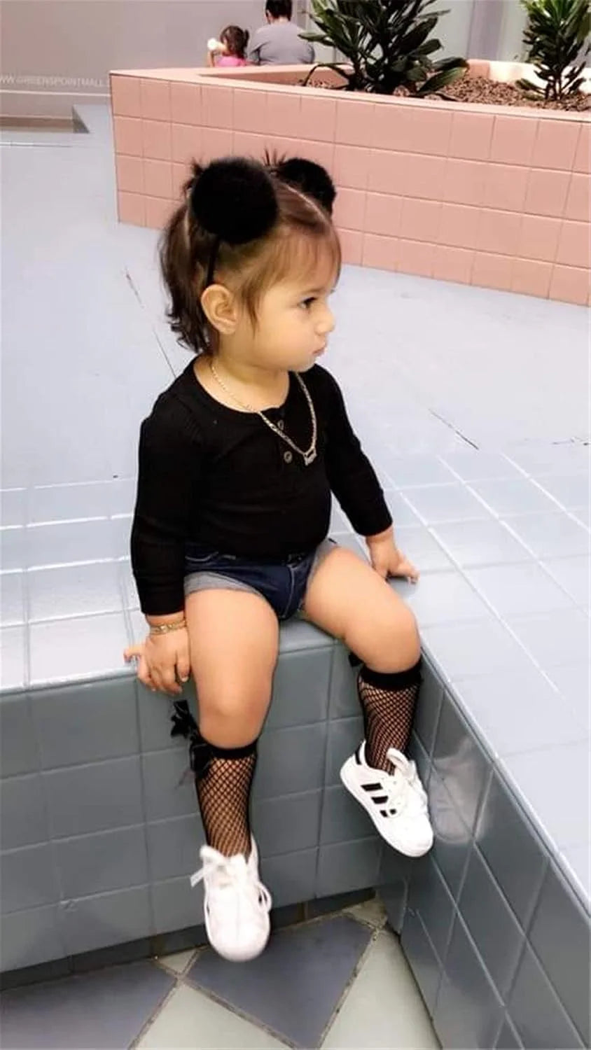 Baby Girls Kids Mesh Socks Bow Fishnet Ankle High socks Lace Fish Net Vintage back bow Short Sock(W3)
